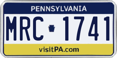 PA license plate MRC1741