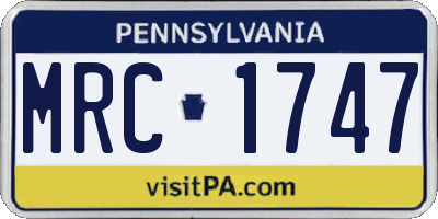 PA license plate MRC1747