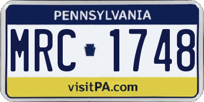 PA license plate MRC1748