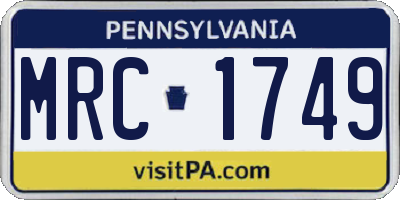 PA license plate MRC1749