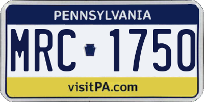 PA license plate MRC1750