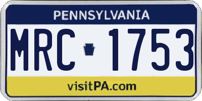 PA license plate MRC1753