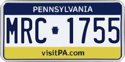 PA license plate MRC1755