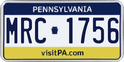 PA license plate MRC1756