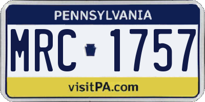 PA license plate MRC1757