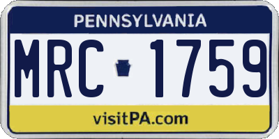 PA license plate MRC1759