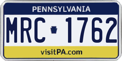 PA license plate MRC1762