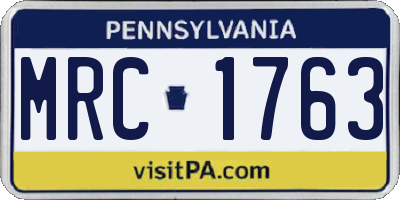 PA license plate MRC1763
