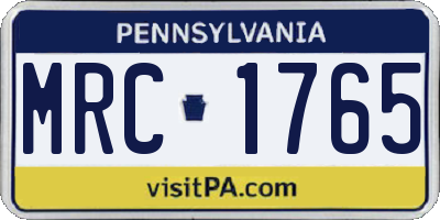 PA license plate MRC1765