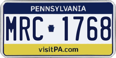 PA license plate MRC1768