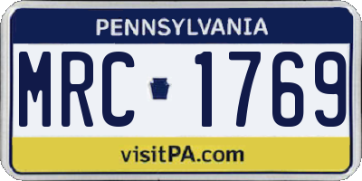PA license plate MRC1769