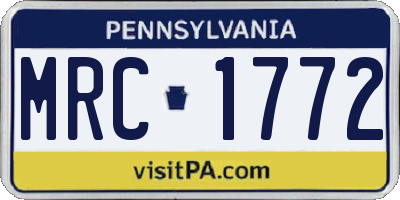 PA license plate MRC1772