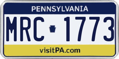 PA license plate MRC1773
