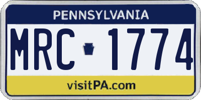 PA license plate MRC1774