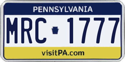 PA license plate MRC1777