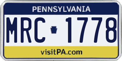 PA license plate MRC1778
