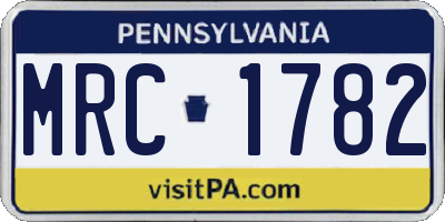 PA license plate MRC1782