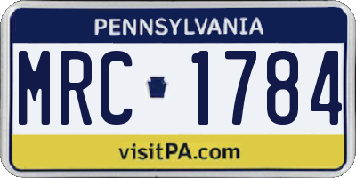 PA license plate MRC1784