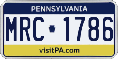 PA license plate MRC1786