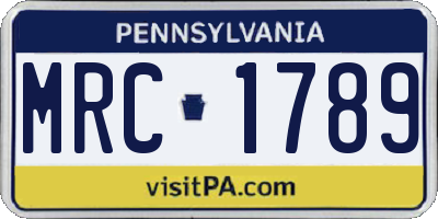 PA license plate MRC1789