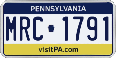 PA license plate MRC1791