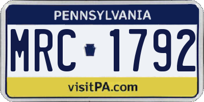 PA license plate MRC1792