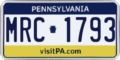 PA license plate MRC1793