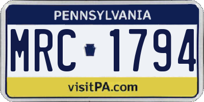 PA license plate MRC1794