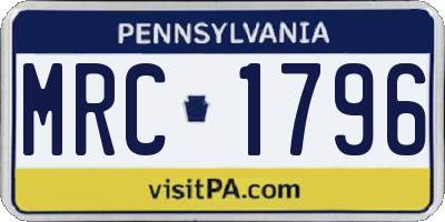 PA license plate MRC1796