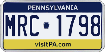 PA license plate MRC1798