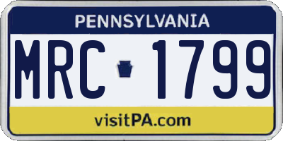 PA license plate MRC1799