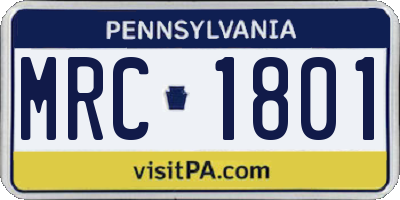 PA license plate MRC1801