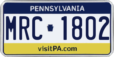 PA license plate MRC1802