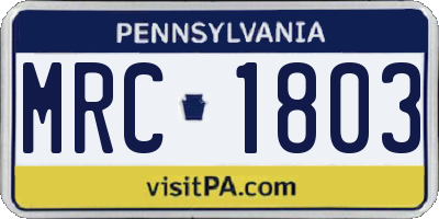 PA license plate MRC1803