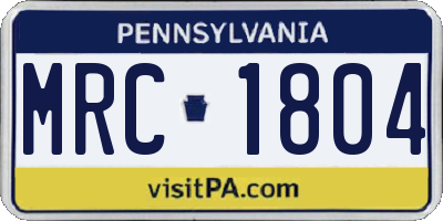 PA license plate MRC1804