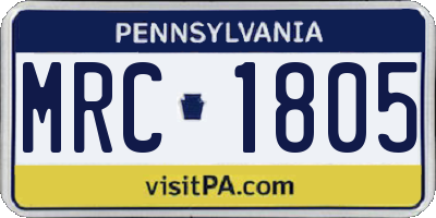 PA license plate MRC1805