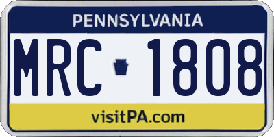 PA license plate MRC1808