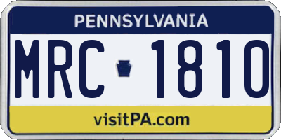PA license plate MRC1810