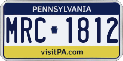PA license plate MRC1812