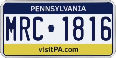 PA license plate MRC1816