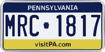 PA license plate MRC1817