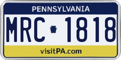 PA license plate MRC1818