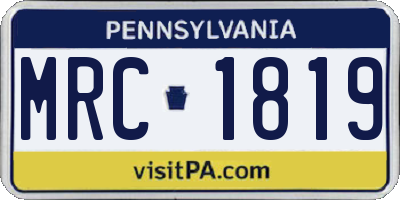 PA license plate MRC1819