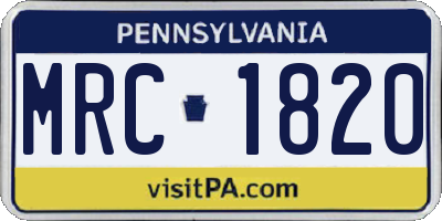 PA license plate MRC1820