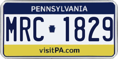 PA license plate MRC1829