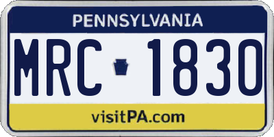 PA license plate MRC1830