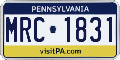 PA license plate MRC1831