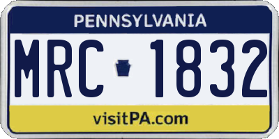 PA license plate MRC1832