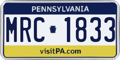 PA license plate MRC1833