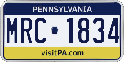 PA license plate MRC1834